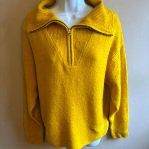J. Crew Gold Yellow Relaxed Half Zip Sweater M Medium